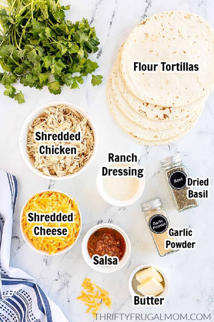 ingredients needed to make easy ranch chicken wraps