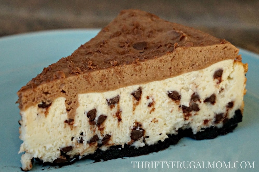 Decadent Frosted Chocolate Chip Cheesecake