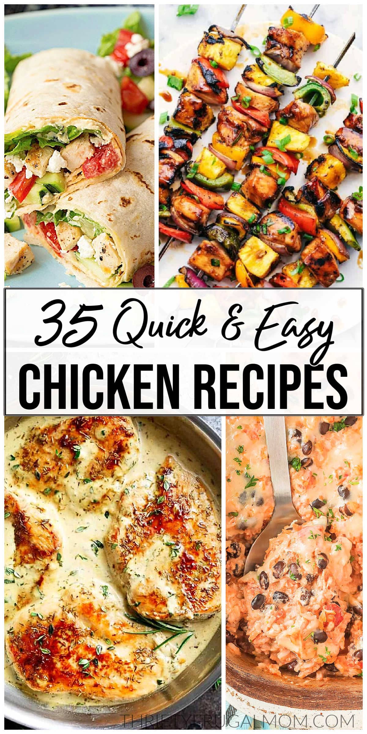 a collage of quick and easy chicken recipes with text overlay