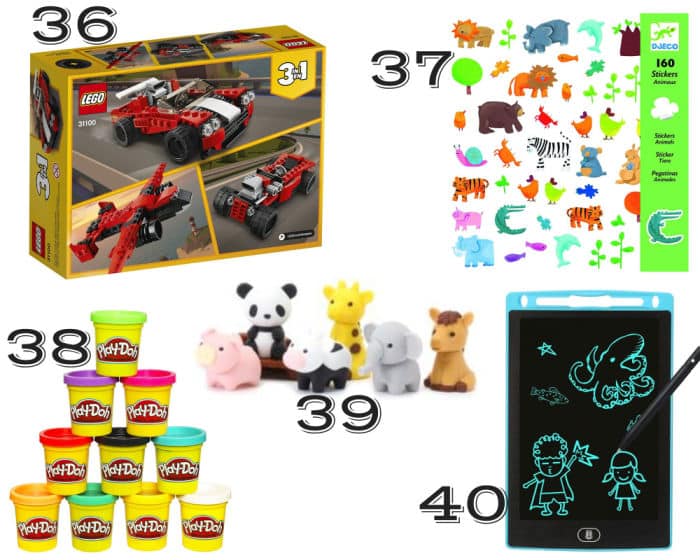 a collage of small gift ideas for kids under 10 dollars