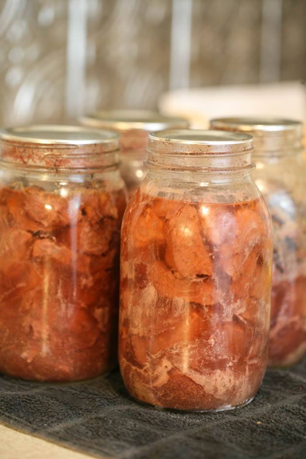 canned jars of meat