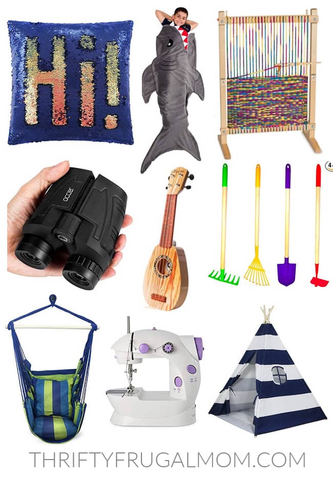 a collage of non-toy gifts for kids