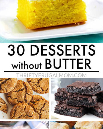 a collage of desserts made with no butter