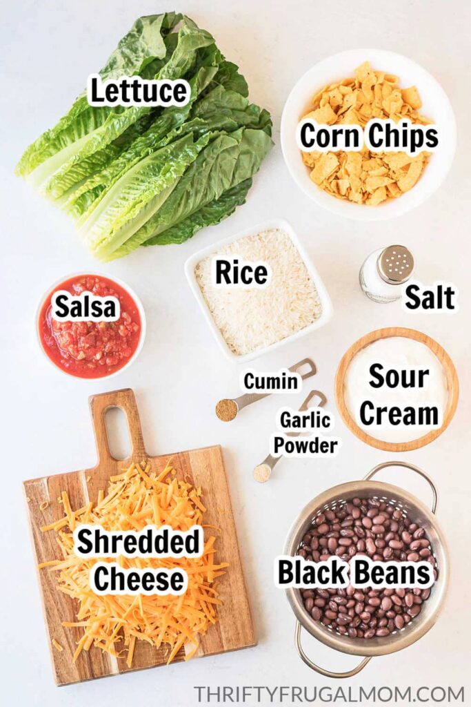 Mexican Rice Bowl ingredients arranged on a white countertop