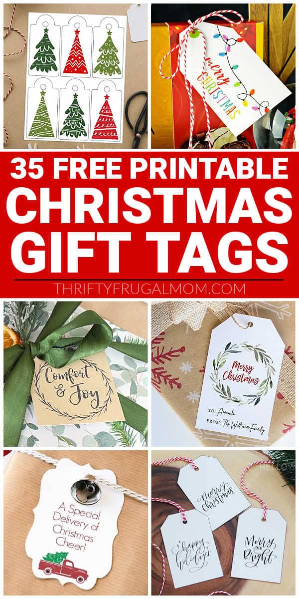 a collage of various free Christmas gift tag printables