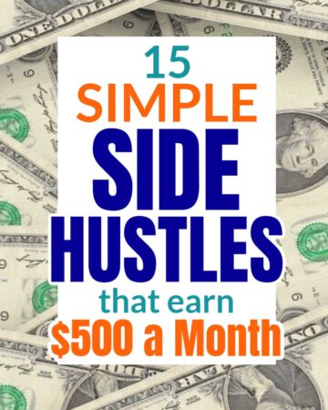 a background of dollar bills with text overlay saying simple side hustles that earn $500 a month
