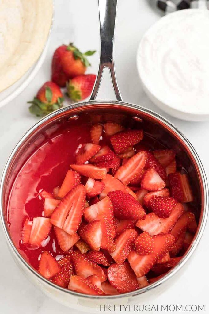 fresh sliced strawberries added to the jello pie filling