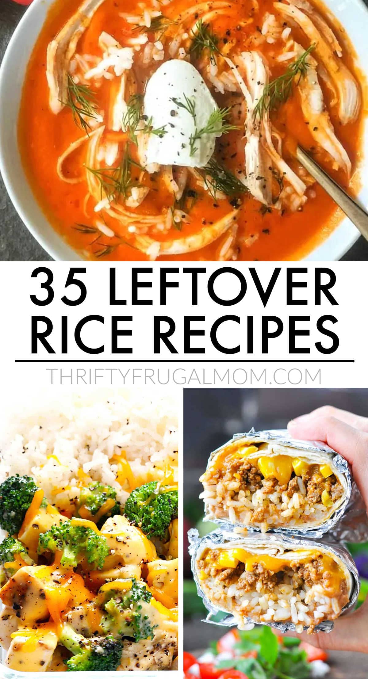 a collage of leftover rice recipes with text overlay