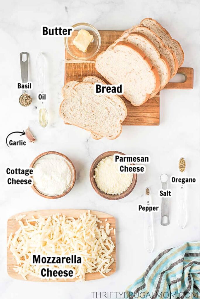 ingredients needed to make white pizza grilled cheese sandwiches
