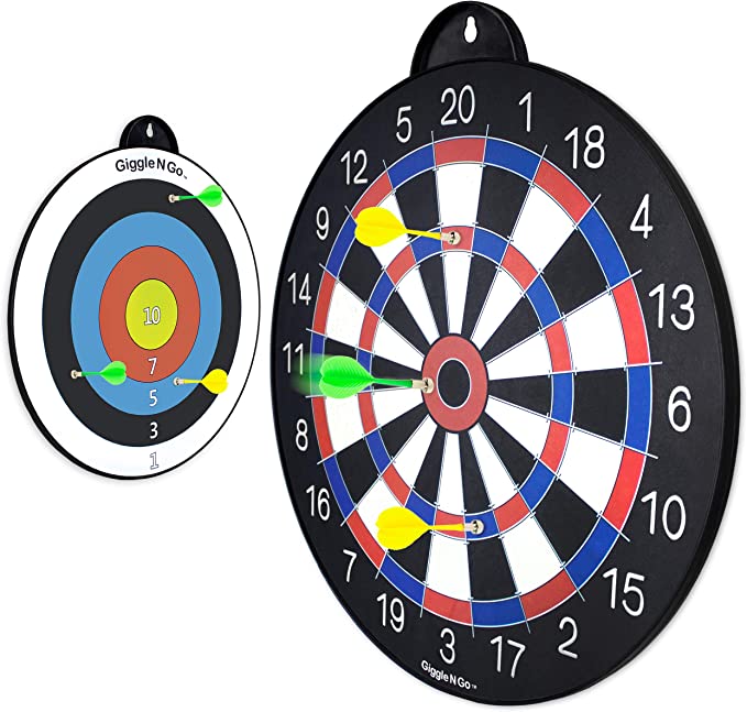 a reversible dart board showing both sides
