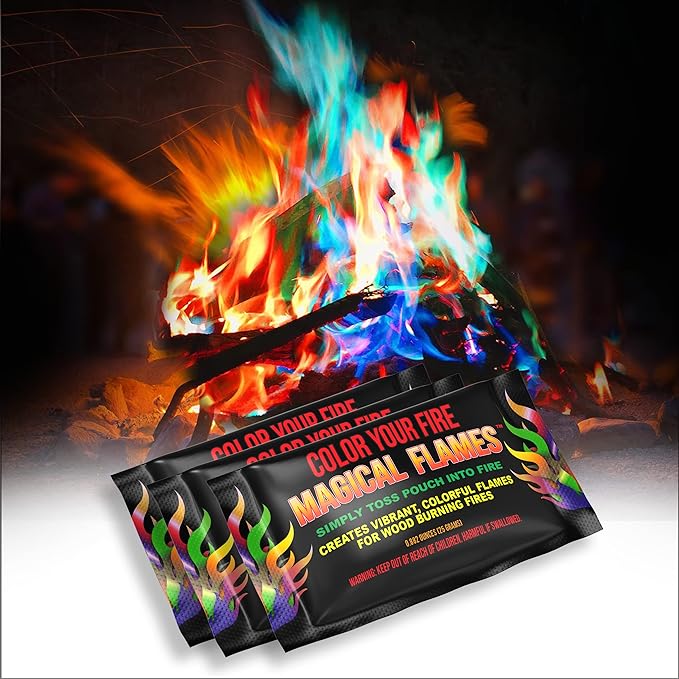 3 packs of magical flames with changing color flames in the background