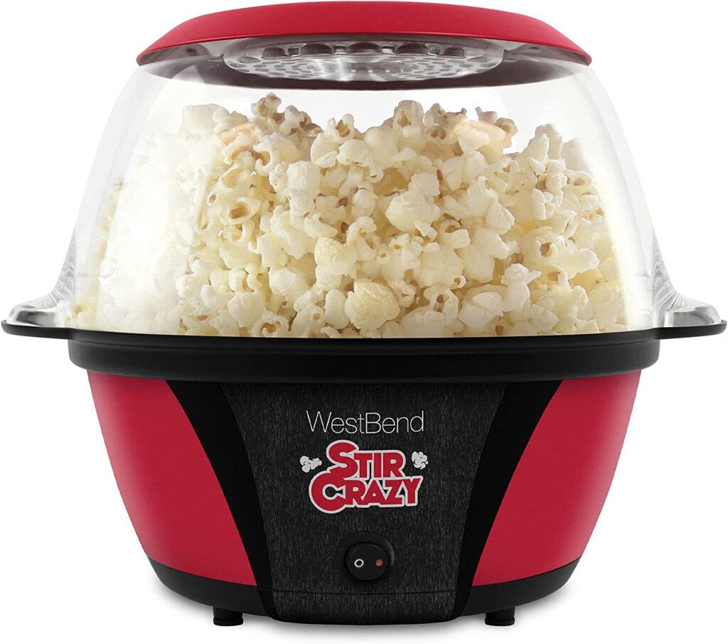 a red and black electric popcorn popper