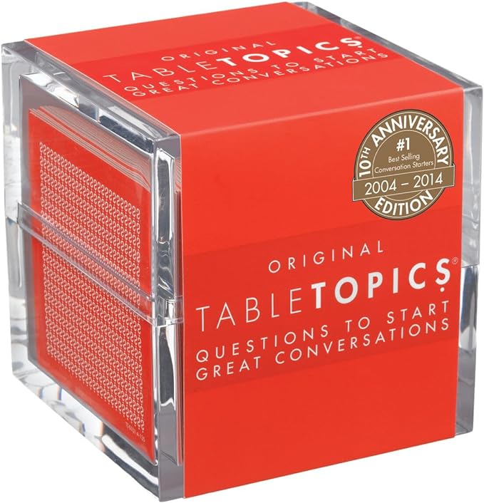 a red box full of Table Topics conversation cards