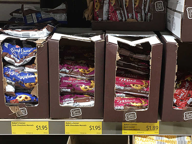 boxes full of chocolate chips in Aldi