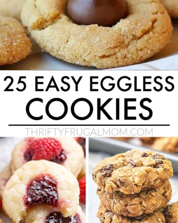a collage of photos of eggless cookie recipes with text overlay
