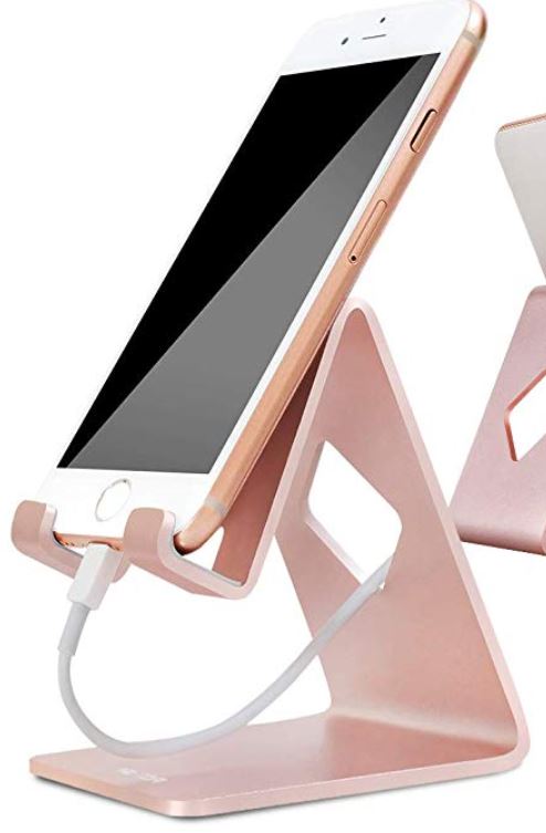 a sleek pink cellphone holder stand
