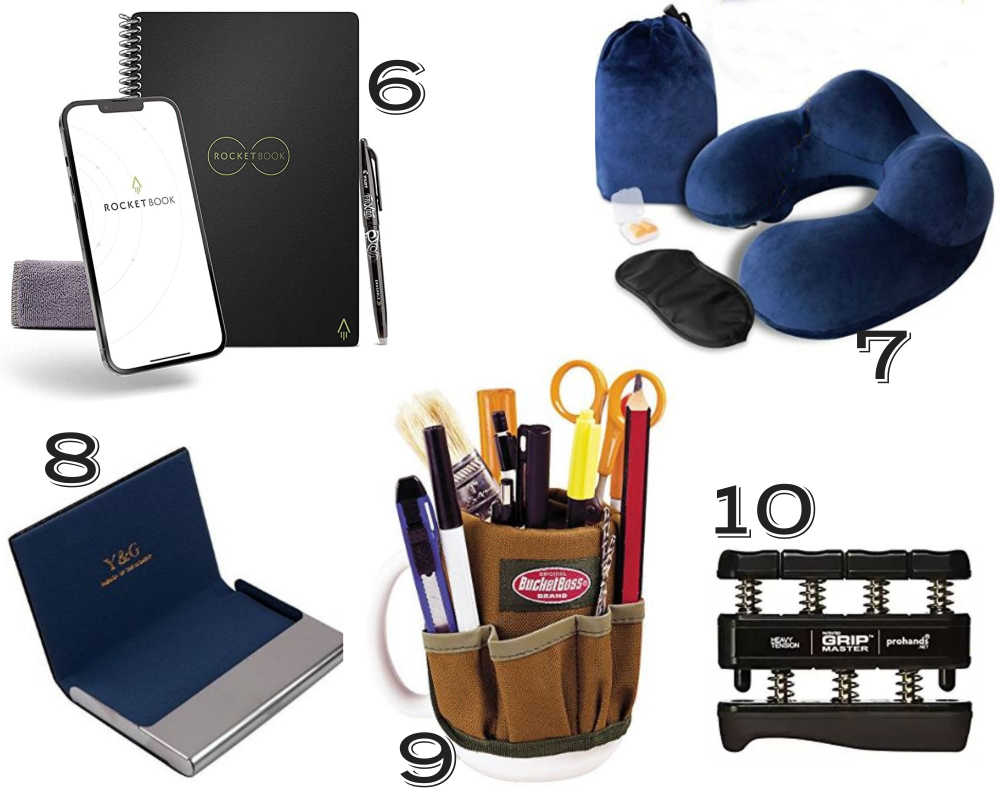 a collage of small budget friendly gifts for men