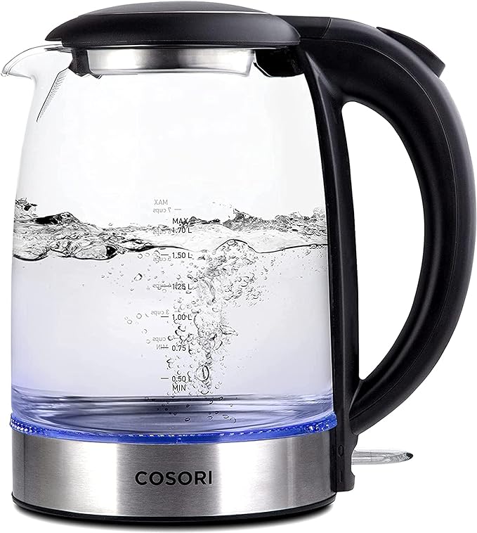 a glass and stainless steel electric tea kettle - perfect small gift for her