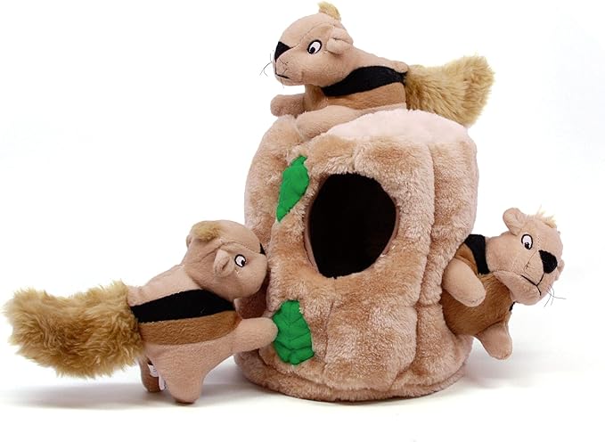 A plush squirrel dog toy.