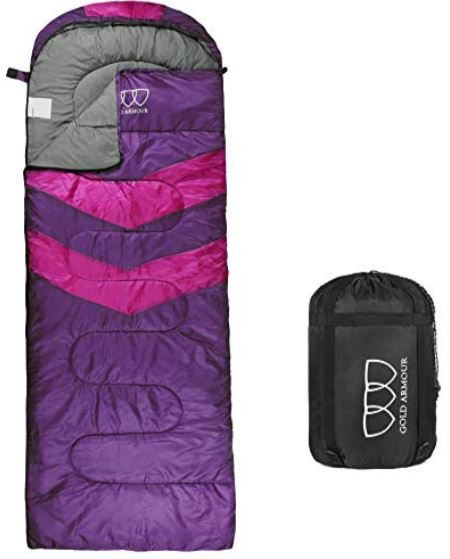 a purple kid's sleeping bag