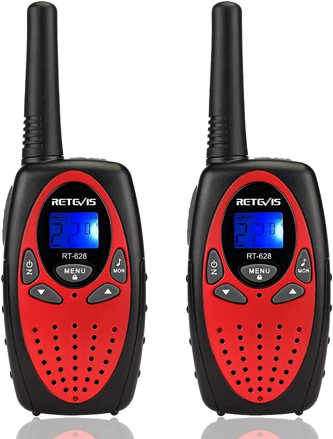 two red and black walkie talkies